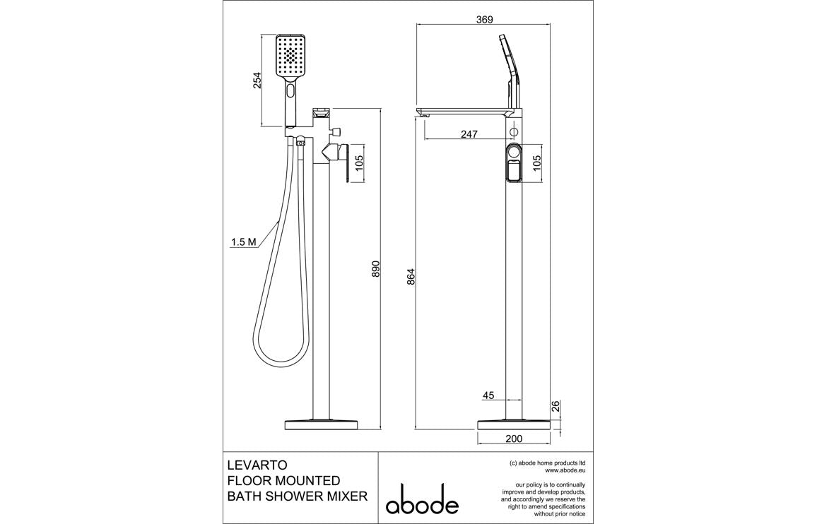 Abode Levarto Floor Standing Bath Shower Mixer - Brushed Brass AB2875