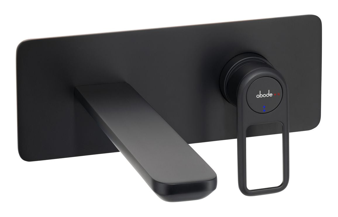 Abode Levarto Wall Mounted Basin/Bath Mixer - Matt Black & Brass AB2790