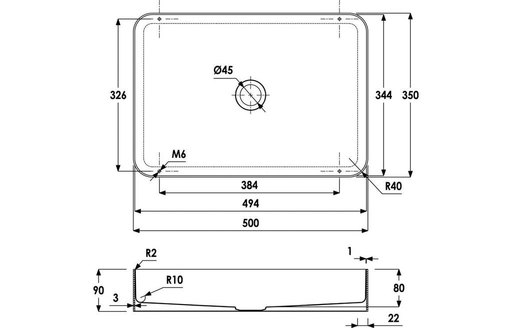 Abode Iox 500x350mm Tablet Steel Brass Basin