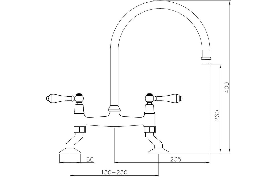 Abode Ludlow Bridge Mixer Tap - Antique Brass AT1031