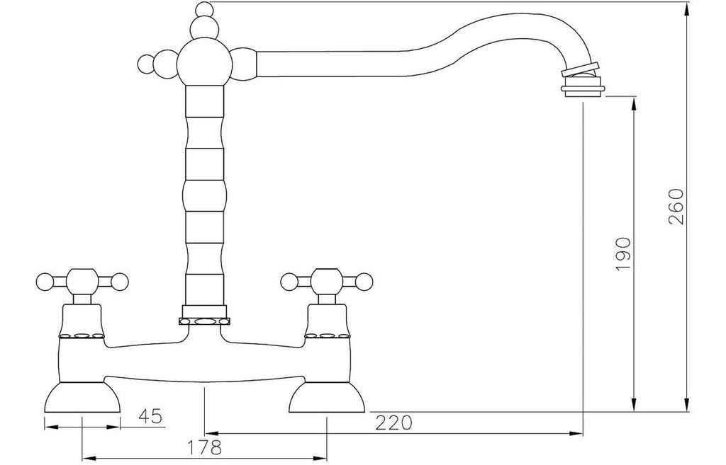 Abode Melford Bridge Mixer Tap - Chrome AT1045