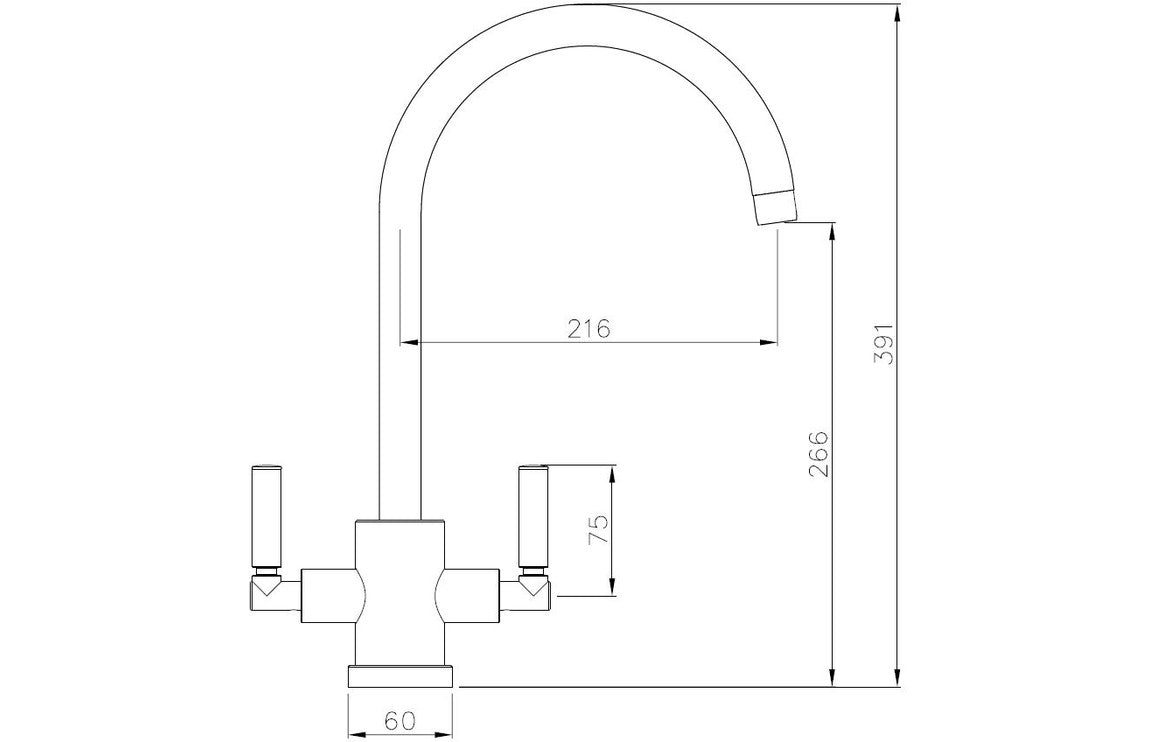 Abode Atlas Monobloc Mixer Tap - Matt Black  AT2097