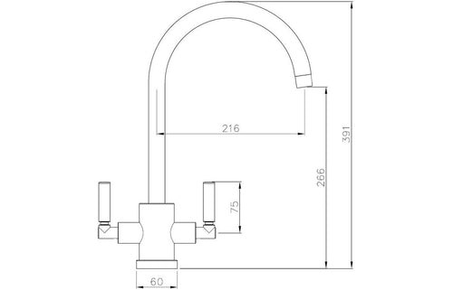 Abode Atlas Monobloc Mixer Tap - Matt Black  AT2097