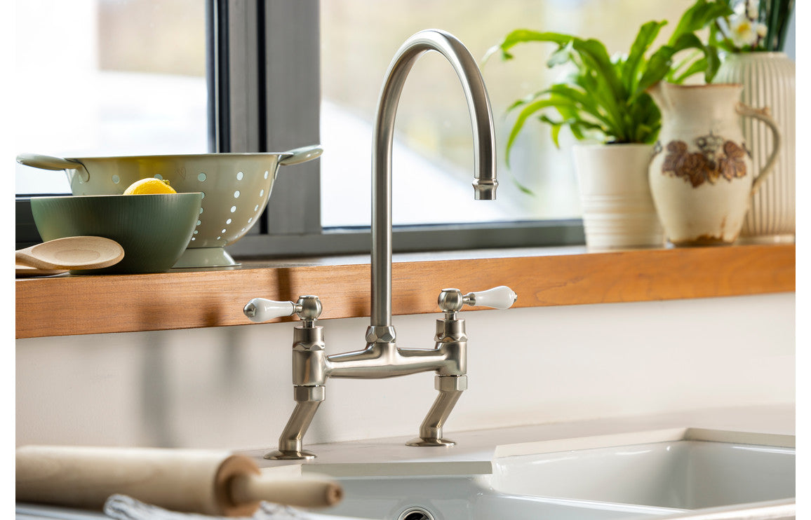 Abode Ludlow Bridge Mixer Tap - Brushed Nickel AT1217
