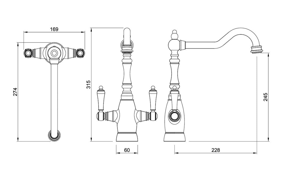Abode Mayenne Monobloc Mixer Tap - Antique Brass  AT2231