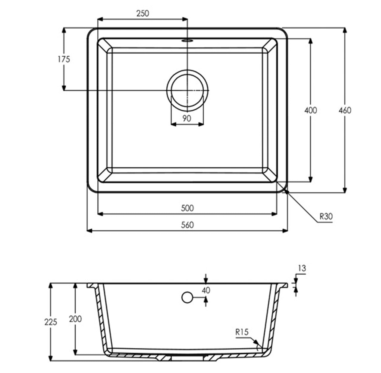 Abode MATRIX SQ GR15 AW3134 Large Granite Sink Grey
