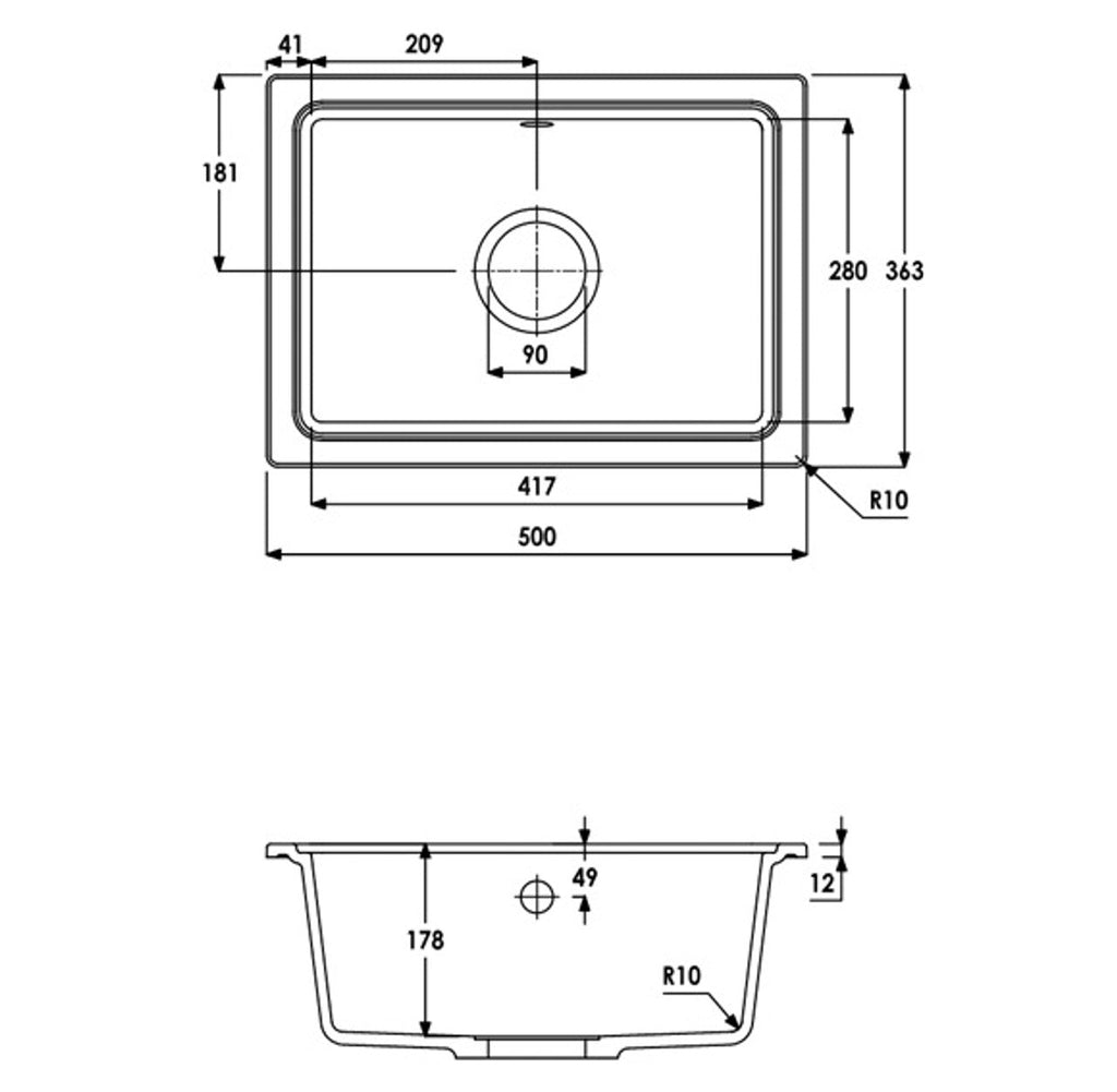 Abode Denton 1.0 Bowl Granite Sink Black