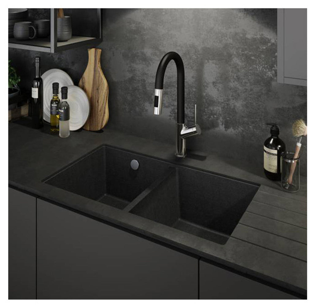 Abode MATRIX SQGR15 2.0 Bowl Granite Sink Black