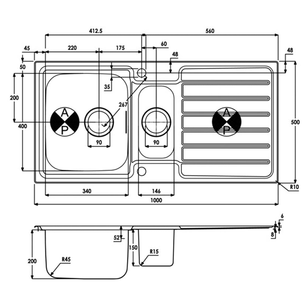 Abode AW5113 NERON 1.5 Inset Stainless Steel Sink
