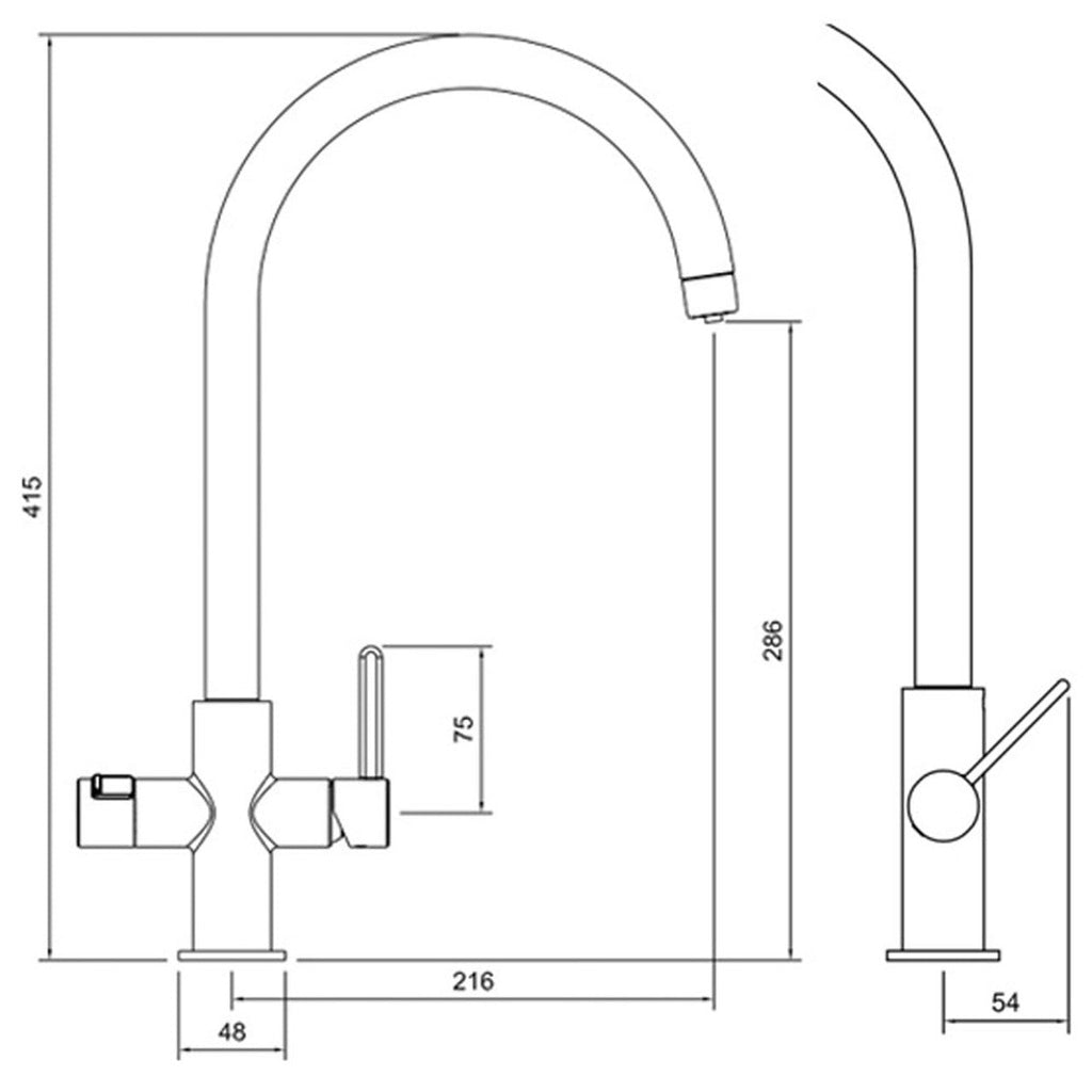 Abode Pronteau Prothia 3 in 1 Monobloc Swan Kitchen Tap - WRAS Approved Chrome