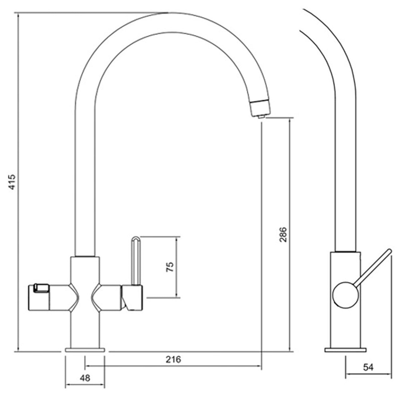 Abode Pronteau Prothia 3 in 1 Monobloc Swan Kitchen Tap - WRAS Approved Chrome
