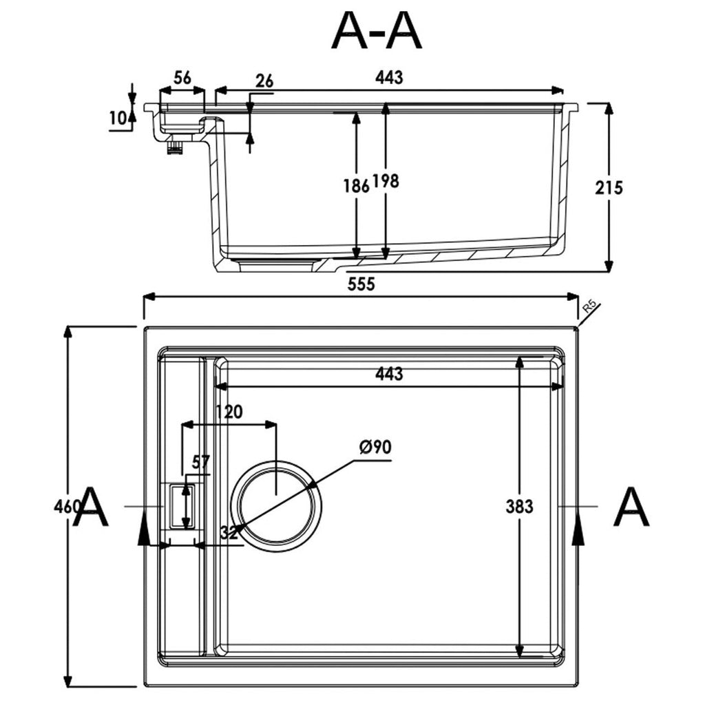 Abode Synchronist Large 1.25 Bowl Kitchen Sink Inset / Undermount Grey