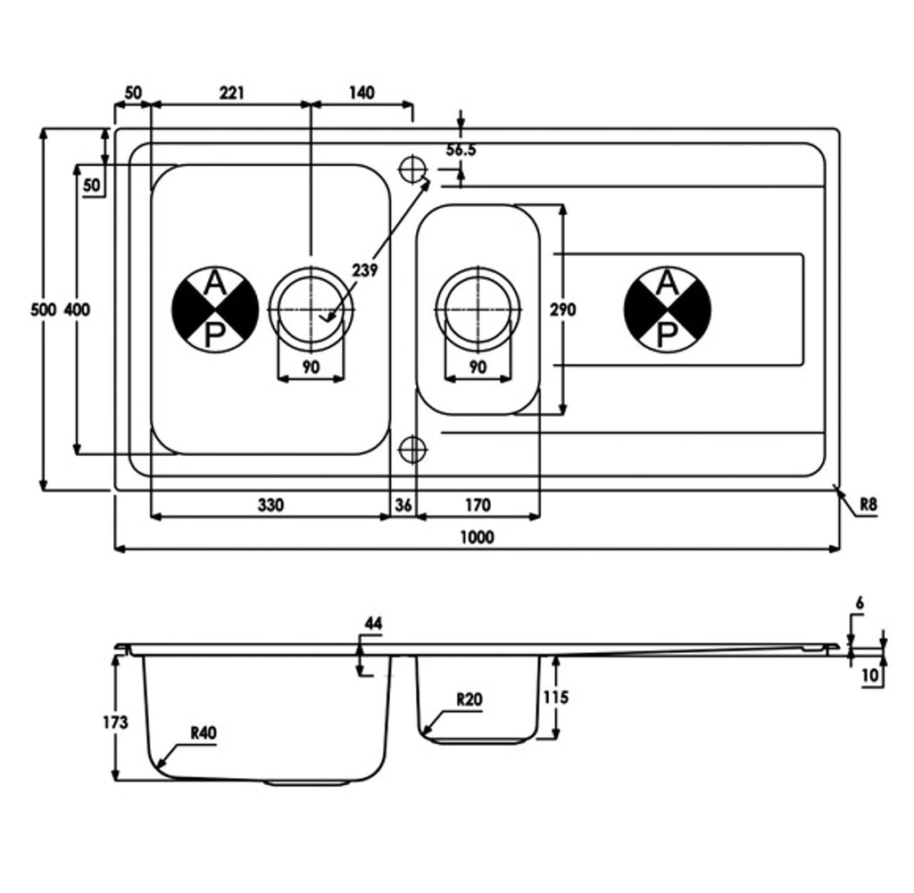 Abode AW5103 IXIS 1.5 Inset Stainless Steel Sink