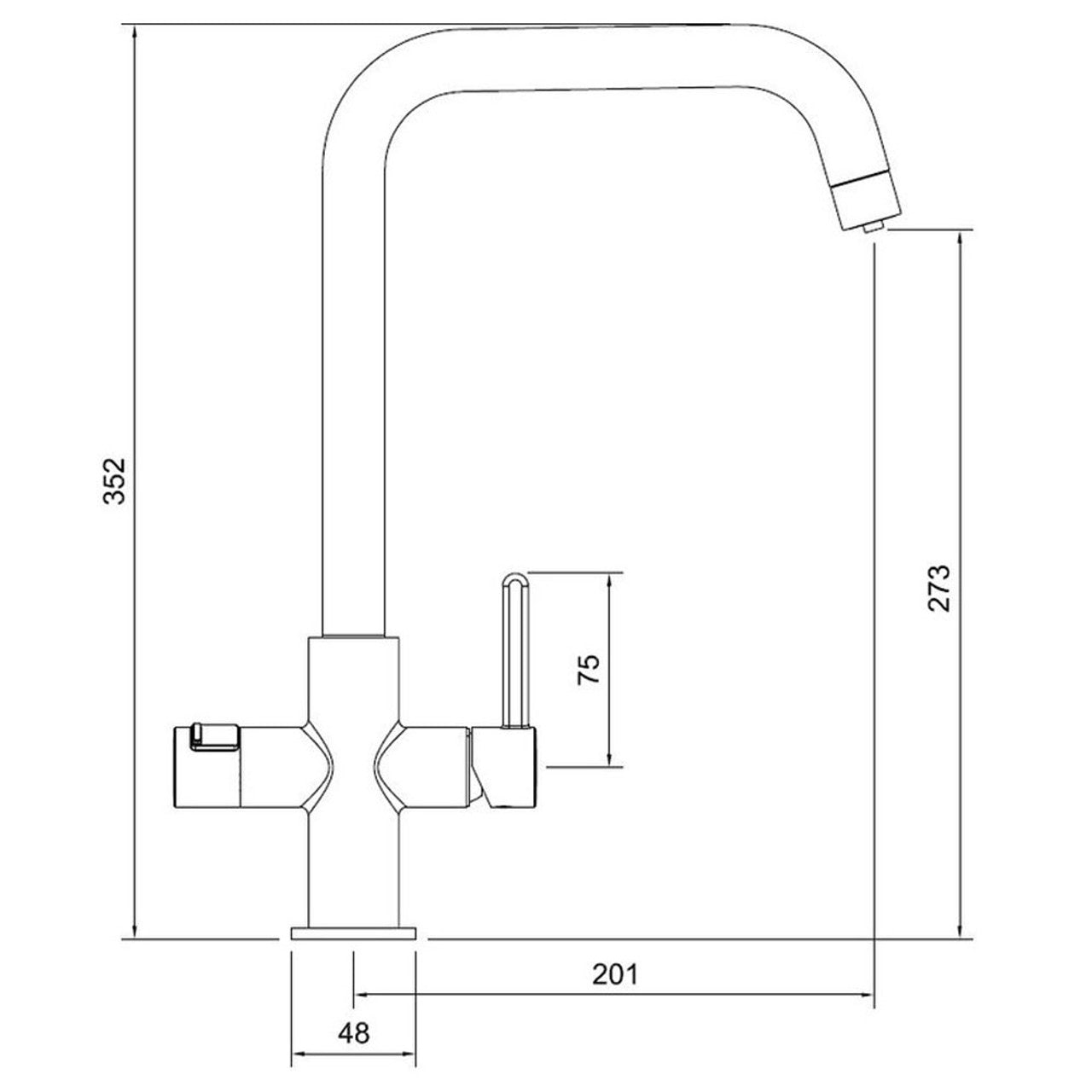 Abode Pronteau Prothia 3 in 1 Monobloc Quad Kitchen Tap - WRAS Approved Chrome