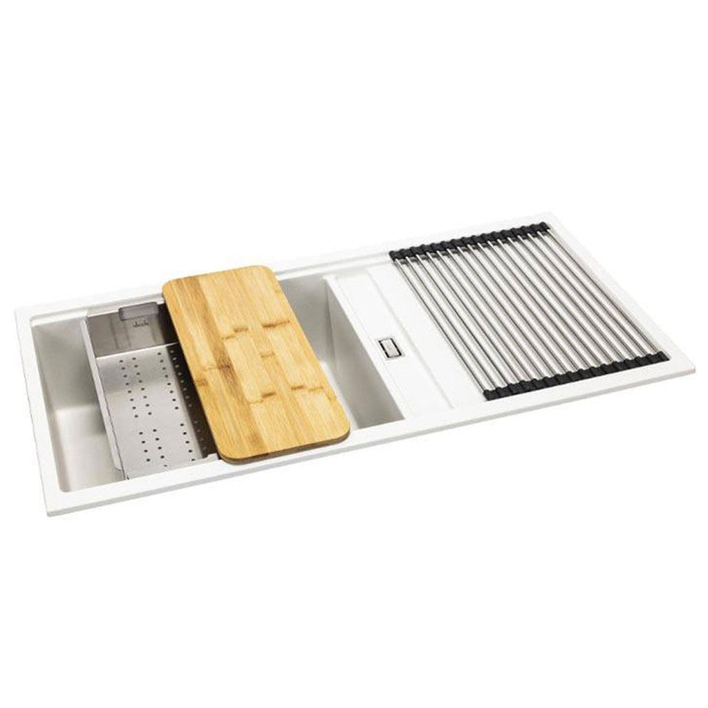 Abode Synchronist Large 1.25 Bowl Kitchen Sink with Drainer White