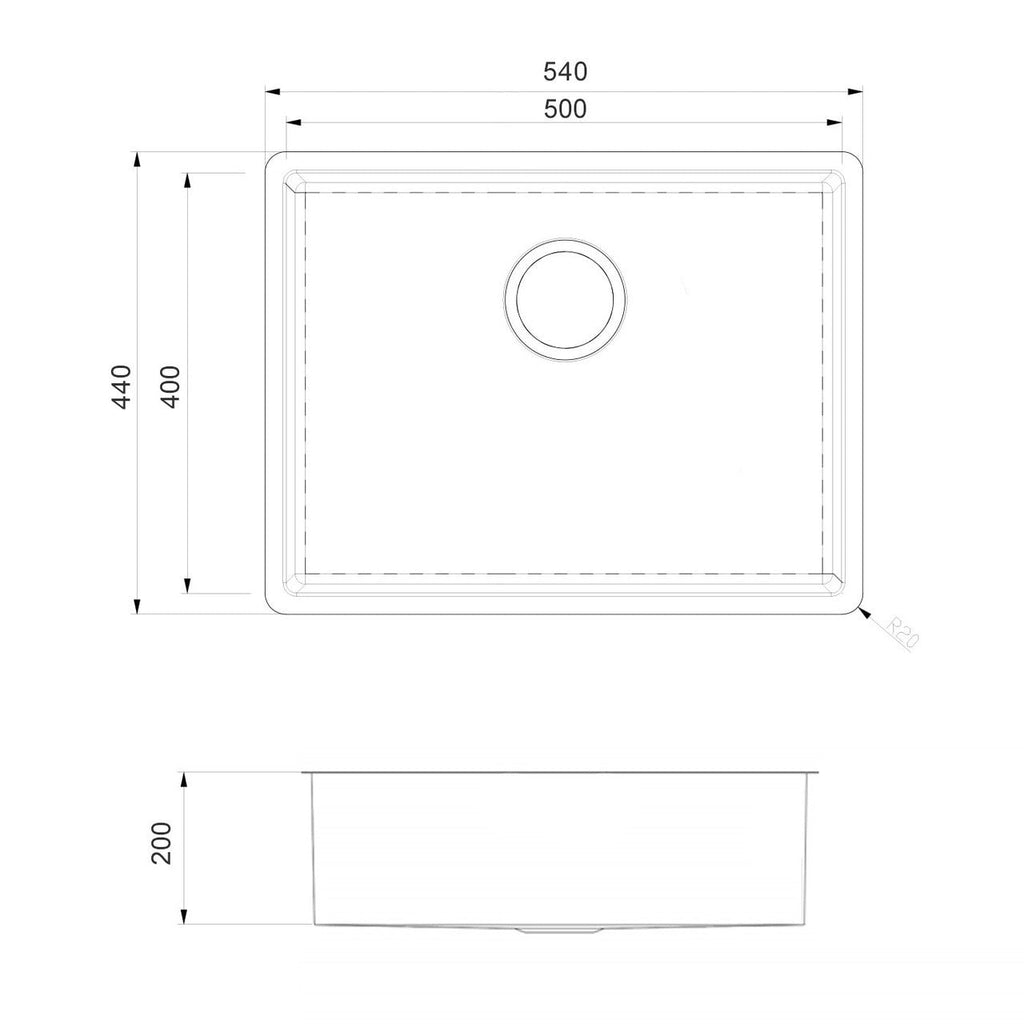 Abode Koto Single Bowl PVD Inset / Undermount Sink Anthracite