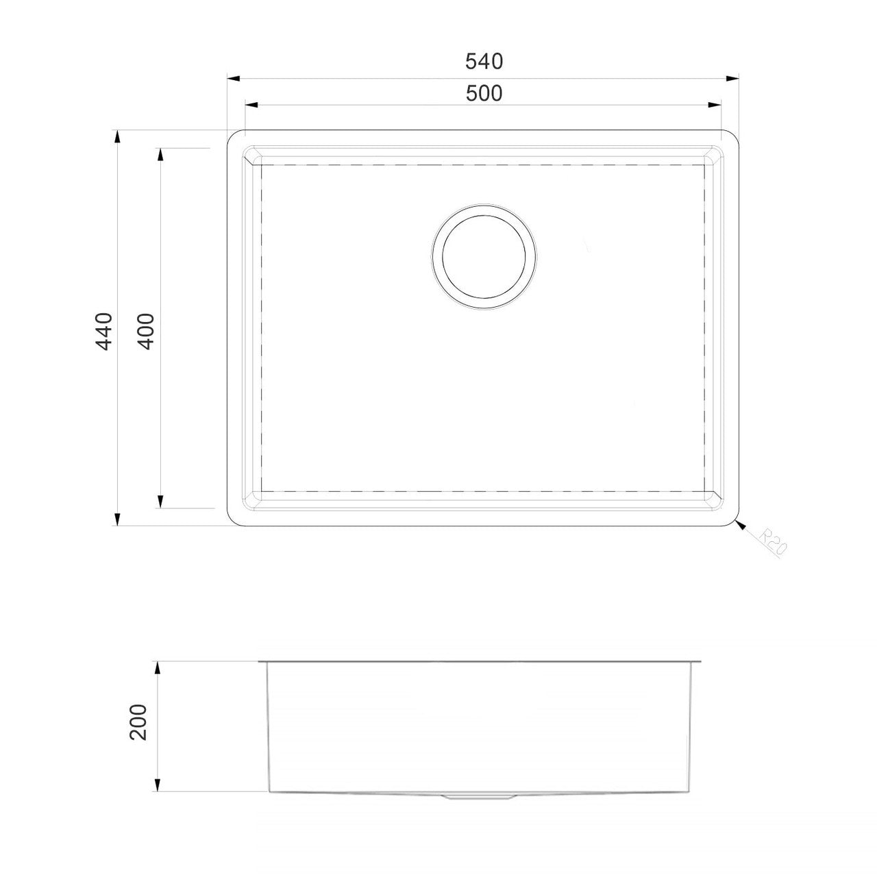 Abode Koto Single Bowl PVD Inset / Undermount Sink Anthracite