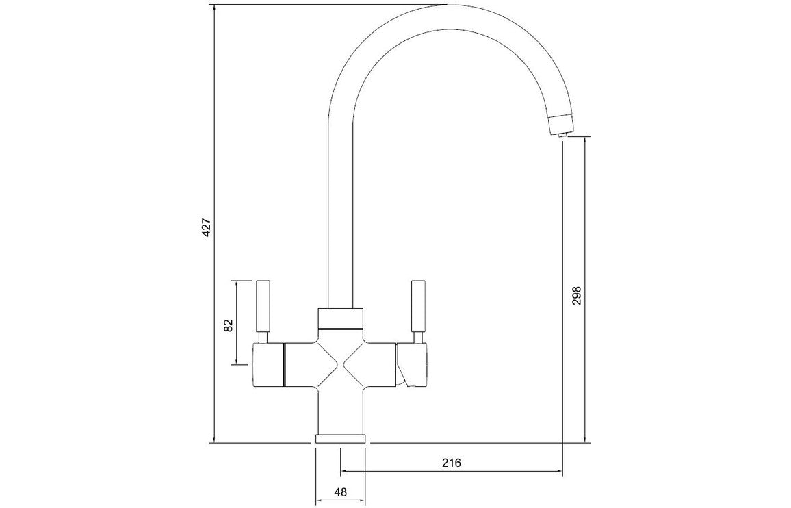 Abode Prostream 3 IN 1 Swan Spout Monobloc Tap - Chrome PT1101