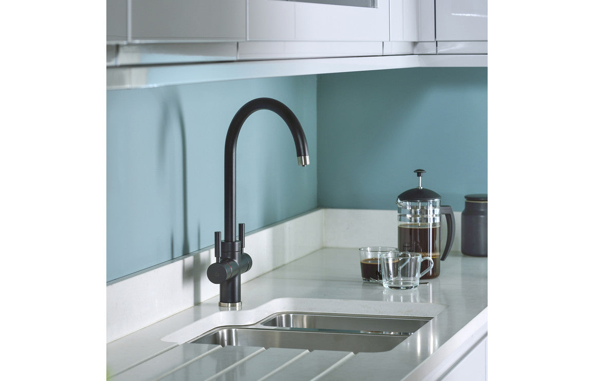 Abode Prostream 3 IN 1 Swan Spout Monobloc Tap - Matt Black PT1104