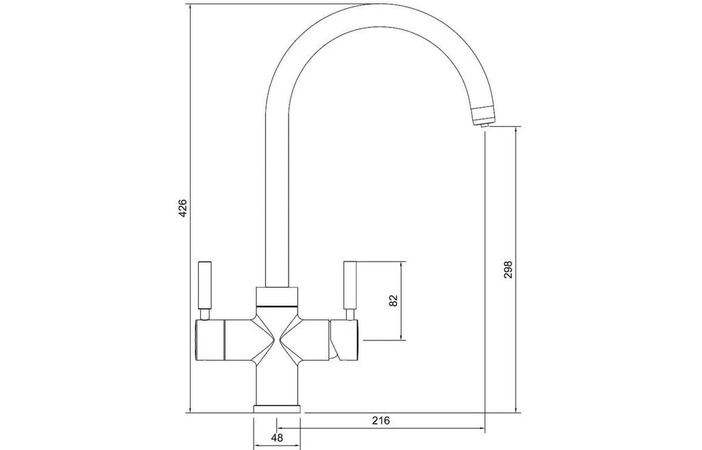Abode Propure 4 IN 1 Swan Spout Monobloc Tap - Brushed Brass PT1153