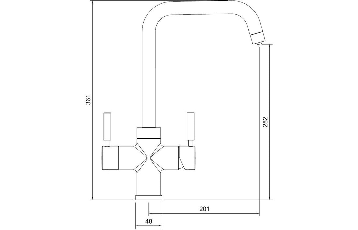 Abode Propure 4 IN 1 Quad Spout Monobloc Kitchen Sink Mixer Tap - Brushed Brass PT1163
