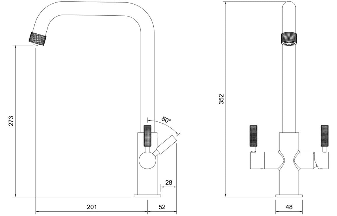 Abode Industria 3 IN 1 Monobloc Tap - Brushed Nickel PT1196