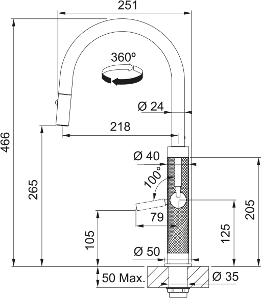 Franke Mythos Masterpiece J Pull Down Spray SS 115.0711.554