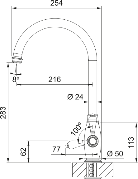 Franke Gloriana Classic Side Lever Decor Steel 115.0712.039