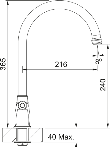 Franke Gloriana Classic J Spout 3-Part PN 115.0712.043