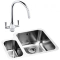 Abode Matrix 1.5 RH Bowl Undermount Kitchen Sink with Astral Sink Tap 572mm L x 450mm W - Stainless Steel