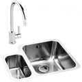 Abode Matrix 1.5 RH Bowl Undermount Kitchen Sink with Atlas Sink Tap 572mm L x 450mm W - Stainless Steel