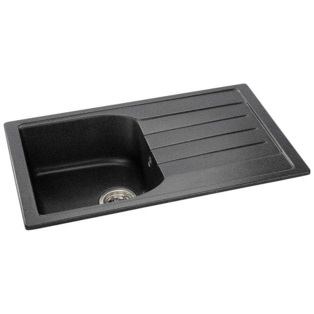 Abode Oriel 1.0 Bowl Granite Inset Kitchen Sink with Astral Sink Tap 780mm L x 480mm W - Black