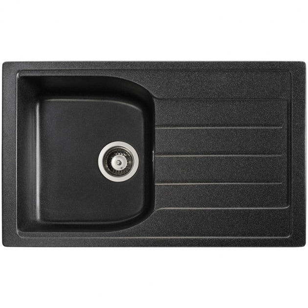 Abode Oriel 1.0 Bowl Granite Inset Kitchen Sink with Specto Sink Tap 780mm L x 480mm W - Black
