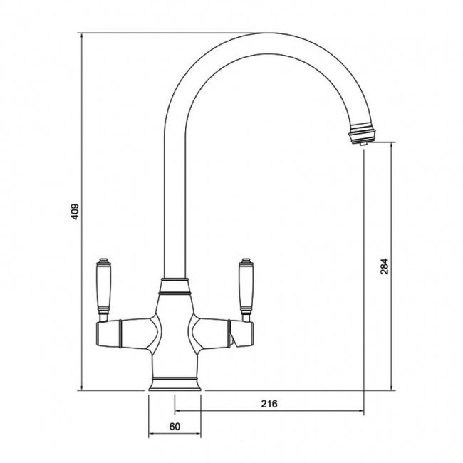 Abode ProTrad 4 IN 1 Monobloc Kitchen Sink Mixer Tap - Antique Brass PT1195