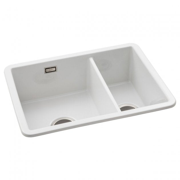 Abode Sandon 1.5 Bowl Ceramic Kitchen Sink 595mm L x 460mm W - White