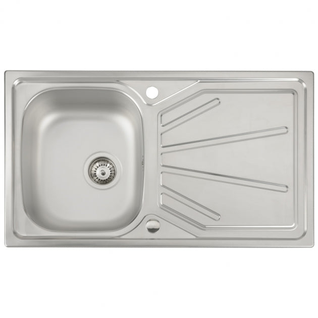 Abode Trydent 1.0 Bowl Inset Kitchen Sink with Astral Sink Tap 860mm L x 500mm W - Stainless Steel