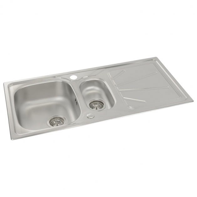Abode Trydent 1.5 Bowl Inset Kitchen Sink with Nexa Sink Tap 1000mm L x 500mm W - Stainless Steel